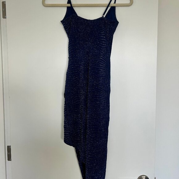 Honey and Rosie Navy Glitter Asymmetrical Dress - Picture 4 of 8
